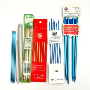 Vintage Boye Clover Knitting Needle Lot Bamboo Aluminum DPN Single Point 6-10"